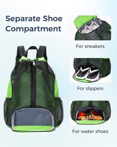 Mesh <b>Swim</b> Backpack with Separate Shoe Compartment Large Capacity Full Open Water Sports Beach <b>Bag</b> - Product Image 2