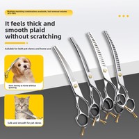 Ensemble de ciseaux de toilettage pour animaux de compagnie, acier inoxydable japonais 440C, ciseaux à effiler courbés, kit de toilettage professionnel pour chiens pour salon d'animalerie