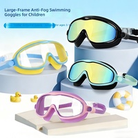 Lunettes de natation et de plongée pour enfants à grande monture avec couvre-nez, lentille PC haute définition, protection oculaire en silicone étanche et anti-buée pour garçons