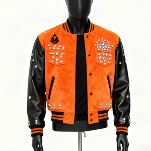 Custom Embroidered Varsity <b>Jacket</b> <b>Rhinestones</b> Decorated Varsity Waterproof Bomber Motorcycle Letterman baseball varsity <b>jacket</b> - Product Image 1