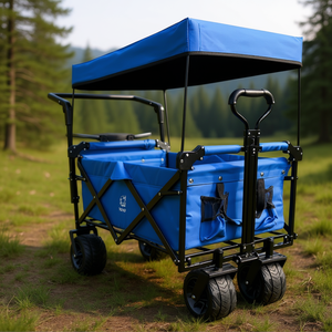 Carro plegable de alta resistencia plegable, toldo extraíble de 4 \ "de ancho, ruedas grandes para todo terreno, freno, manijas ajustables para acampar - Product Image 2
