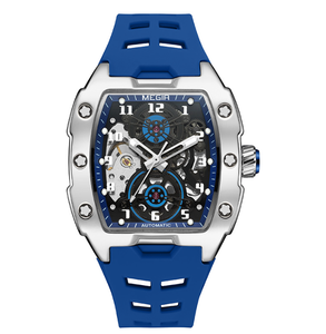 Reloj mecánico automático MEGIR para hombre, caja rectangular de acero inoxidable, correa de silicona, esfera hueca, reloj deportivo de 42mm - Product Image 3