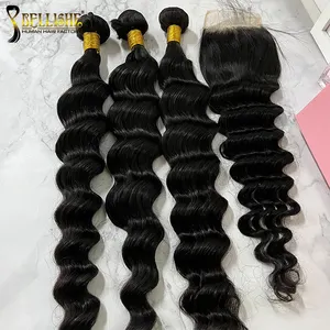 Bellishe 12A Loose Body Wave Remy Malaysian Weave Wet And Wavy Double Drawn Wholesale Raw Human Hair Bundles With Closure Set