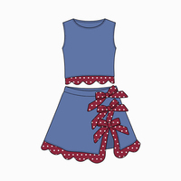 Ensemble décontracté 2 pièces pour filles : Crop top sans manches et jupe à nœud en nylon à motif floral – Vêtements d'été pour enfants – Vente en gros