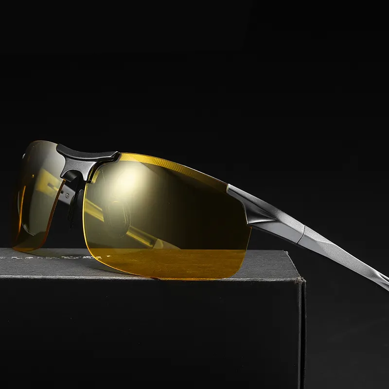 昼と夜UV400屋外釣りスポーツサングラス偏光フォトクロミックサングラス運転用暗視メガネ