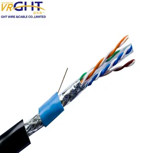 SFTP CAT6 كابل خارجي pe سترة سوداء cat6 شبكة كابلات 1000m utp cat6 كابل شبكة محلية