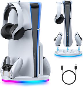 Station de charge pour <span class=keywords><strong>manette</strong></span> PS5 avec éclairage RGB ambiant Type-C, support de charge rapide pour console PS5, en plastique - Product Image 2