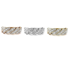 Bague en or rose massif 18 carats de haute qualité Design vintage torsion ronde en diamant véritable pour le mariage des femmes - Product Image 4