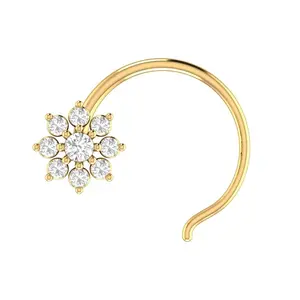 14k Gold Piercing L Shape Nose Piercing Flower Round Cut Prong Setting 14K Gold Jewelry Wholesale