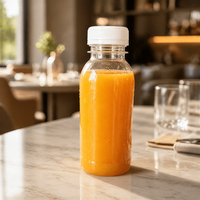 Bouteilles de thé Boba de 250 ml (8 oz) jetables, bouteilles en PET pour thé au lait, bouteilles en plastique pour jus avec bouchon inviolable blanc