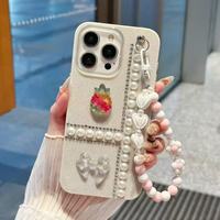 Coque de téléphone BAILI Factory populaire avec motif papillon 3D en perles, accessoires de fruits, pour Samsung A05S/A51/A21S, poudre flash IMD, bracelet