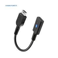 Câble de charge USB-C femelle en PVC pour lecteur de jeux vidéo GBM, noir, 10 cm