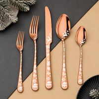 Juego de Cubiertos de Acero Inoxidable con Diseño Navideño de 20 Piezas con Caja de Regalo para Fiestas, Bodas y Restaurantes