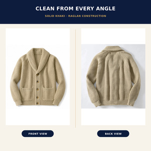 <span class=keywords><strong>Cardigan</strong></span> da <span class=keywords><strong>Uomo</strong></span> in Maglia Spessa a Coste con Collo a Scialle e Bottoni, <span class=keywords><strong>Giacca</strong></span> in Poliestere con Tasche per Abbigliamento Casual Autunno Inverno - Product Image 3