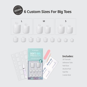 BTArtbox Uñas Postizas de Gel Suave al por Mayor, Uñas Cuadradas para los Pies, 30 Piezas, Uñas Postizas de Color Sólido Blanco Liso de Alta Calidad - Product Image 5