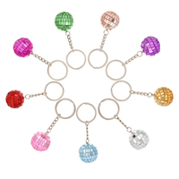 Vente en gros d'argent porte-clés boule de miroir porte-clés des années 70 accessoires de disco pour les années 1970 fournitures de fête fête de noël boule de disco porte-clés