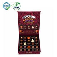 Boîte cadeau de luxe personnalisée pour Halloween, style livre, avec fermeture magnétique et insert sur mesure pour chocolats et friandises de luxe