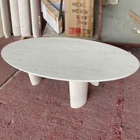 Table basse en pierre naturelle sculptée à la racine, style italien moderne, grande table ronde de luxe, table basse carrée en travertin