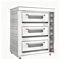 Four à sole électrique commercial à 3 niveaux et 6 plateaux, commande par bouton, en acier inoxydable, pour la cuisson du pain, des gâteaux et des pizzas