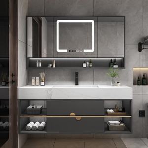 Modern smart solid wood bathroom cabinet combination modern simple smart <b>mirror</b> cabinet wash basin washbasin - Product Image 3