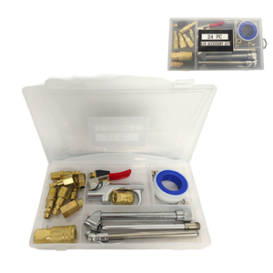 1/4 NPT Amerikan Hızlı Bağlantı Hava Kompresörü Aksesuar Seti 24 Parça Demir Malzemeli, Hava Pompası ve Lastik Basınç Göstergesi İçerir - Product Image 1