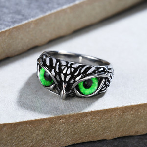 Vintage High Quality Trendy Punk Stainless Steel <strong>Statement</strong> Multi Color Demon Eyes Owl <strong>Rings</strong> <strong>Men</strong> Women Wedding Jewelry Third - Product Image 2
