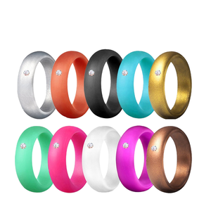Cincin Tunangan Silikon Trendy dengan Berlian, Cincin Kawin Karet untuk Wanita dan Pria untuk Pesta Pertunangan dan Hadiah, Cincin Fashion - Product Image 6