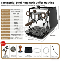 Machine à café avec moulin intégré, système de dosage à meules coniques, faible rétention et anti-agglomération pour des extraits quotidiens cohérents, équipement de cuisine
