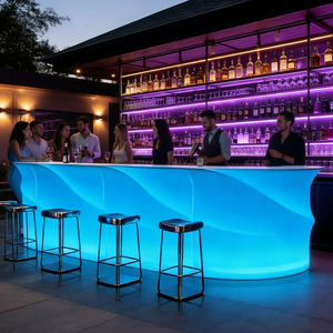 Barra de <span class=keywords><strong>Bar</strong></span> LED RGB Iluminada, Mueble de Plástico Blanco Portátil para Fiestas al Aire Libre, para Discotecas, Cafés, KTV, Salones, Venta al Por Mayor - Product Image 2