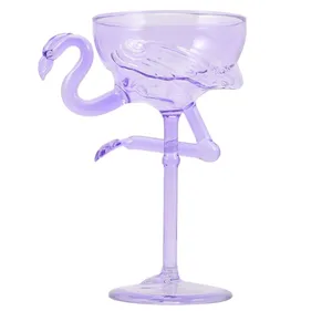 Wholesale Customized Handmade Flamingo Shaped Wine Glass Goblet Cocktail Glass Cup For Bar