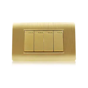 In Time Delivery House Wall Socket Switch South American Standard Gold PC Switch Plate 4 Gang 1 Way 2 Way Switch