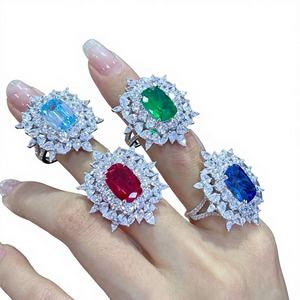 Juego de Joyería LAVINA de Plata de Ley 925 para Mujer, Collar con Colgante de Rubí Simulado y Pendientes de Circonita con Corte Radiante SR28072RC - Product Image 1