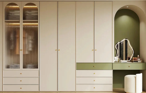 Armario contemporáneo de color crema francesa para uso en apartamentos, tablero de madera aglomerada, construcción, puerta de chapa de madera para hogar, oficina, Villa - Product Image 6