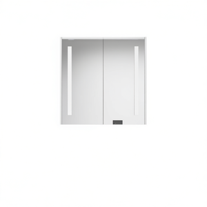Mueble de Baño con Espejo de Vidrio, Acabado Melamina, Marco de MDF, Colgante de Pared, Iluminado, Rectangular, 30-40 Pulgadas, Blanco - Product Image 1