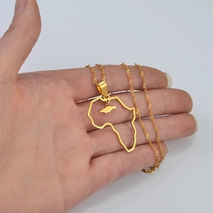 Collares con colgante de <span class=keywords><strong>mapa</strong></span> de África de acero inoxidable, joyería al por mayor, collar de cadena de oro con mapas de <span class=keywords><strong>Kenia</strong></span>, Congo, Nigeria, Sudán y Camerún - Product Image 4