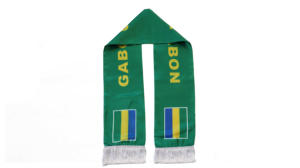 Écharpe drapeau GABON vente en gros de produits d'encouragement football personnalisés Écharpe drapeau national Écharpes châle à pompons - Product Image 4