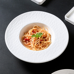 Solid Color High-End Rock Pattern Ceramic <b>Plate</b> Luxury Western Food Pasta Soup <b>Plate</b> Solid Color Rock Pattern Straw Hat Hotel - Product Image 2