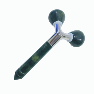 Rouleau de massage facial 3D en jade Xiuyan vert foncé, outil de sculpture du visage pour les soins de la peau en SPA - Product Image 4