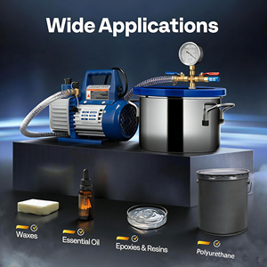 3/5/7 Gallon Stainless Steel <strong>Vacuum</strong> Degassing Chamber Kit with Single Stage Double Stage <strong>Vacuum</strong> <strong>Pump</strong> Set - Product Image 4