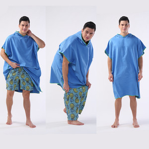 Microfiber Wearable Bath <b>Robe</b> 109x88cm Loose Fit Quick Dry Hooded <b>Beach</b> Towel Adult Swim Cover Up - Product Image 2