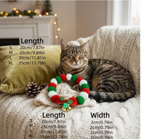 Collier pour animaux de compagnie avec cloche de Noël et boule en peluche longue, accessoire vestimentaire pour chien et chat pour les fêtes d'hiver et de Noël, sans batterie