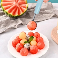 2 In 1 Ganda Stainless Steel Melon Baller Dapur Memotong Semangka Ukiran Pisau Buah Menggali Sendok Piring Sendok Peralatan Dapur