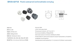 Nylon Black/ White Breathable Valve Vent Plug M12*1.5 M10 Plastic Air Vent Valve For High Pressure Equipments EPTFE Brass