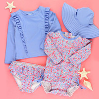 Ensemble de bikini pour filles personnalisé et écologique OEM imprimé floral maillots de bain Signature à volants arrière de bain pour bébé