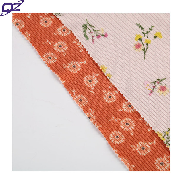 2022 Best Sell Customized Printed 4 Way Stretch Double Brushed Polyester Spandex 3x3 Rib Knit Fabric for Women Dresses