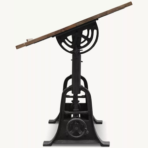 Elegante Escritorio <span class=keywords><strong>de</strong></span> Dibujo Industrial Ajustable <span class=keywords><strong>de</strong></span> Madera con Base <span class=keywords><strong>de</strong></span> Hierro Fundido, Mecanismo <span class=keywords><strong>de</strong></span> Inclinación y Volante para Oficina en Casa, Estudio, OEM Personalizado - Product Image 4