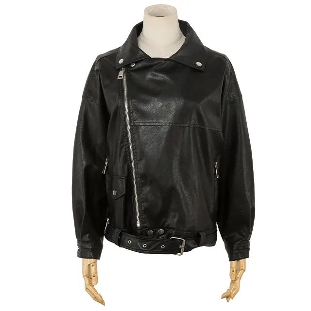 OEM 새로운 디자인 사용자 정의 여성용 PU 가죽 자켓 프록 봄버 블레이저 방수 밴티지 여성용 바이커 재킷