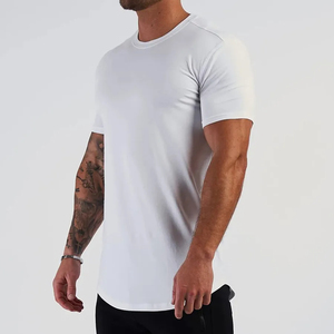 T-shirt d'été à col rond en coton à manches courtes pour hommes, couleur unie respirante, t-shirt blanc - Product Image 1