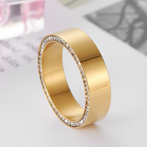 Gioielli di moda in zirconia in acciaio inox pieno di oro anello di zircone donna anello online negozio - Product Image 4