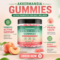 Complément alimentaire végétalien sans sucre Akkermansia muciniphila en gommes probiotiques, favorise la digestion, la santé immunitaire et intestinale, gommes Akkermansia